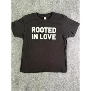 Rooted In Love Shirt Boys Medium Black Graphic Slogan Short Sleeve Tee 8/10